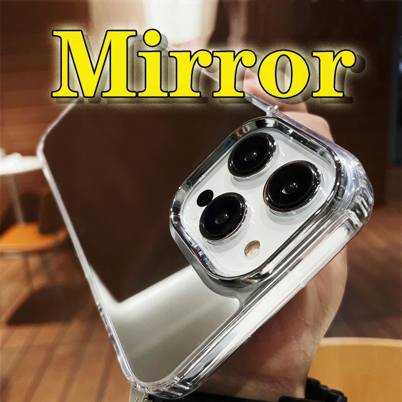 Fashion Portable Cosmetic Mirror Soft Silicone Clear Phone Case For iPhone 16 15 14 Pro Max 13 11 12 XS XR 14 Plus Protect Cover