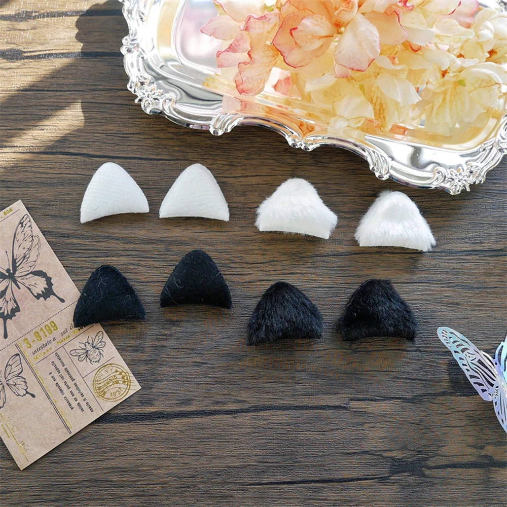 10Pcs Doll Ear Handmade Plush Imitation Animal Ears Black White Colors Doll COS DIY Kids Toys Clothes Accessories Headwear