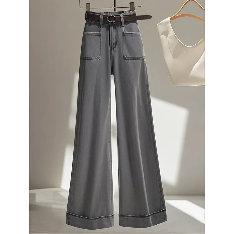 New Pant Sets Spring and Autumn Korean Chic Diamond Lattice Waist Knit Cardigan Top Light Luxury with Wide Leg Jeans Set Women