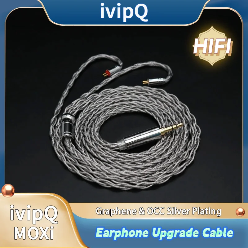 ivipQ 8-Cores HiFi LITZ Structure OCC Plated Silver+Graphene Earphone Upgrade Cable,With 2.5/3.5mm/4.4mm and MMCX/2PIN 0.78/QDC