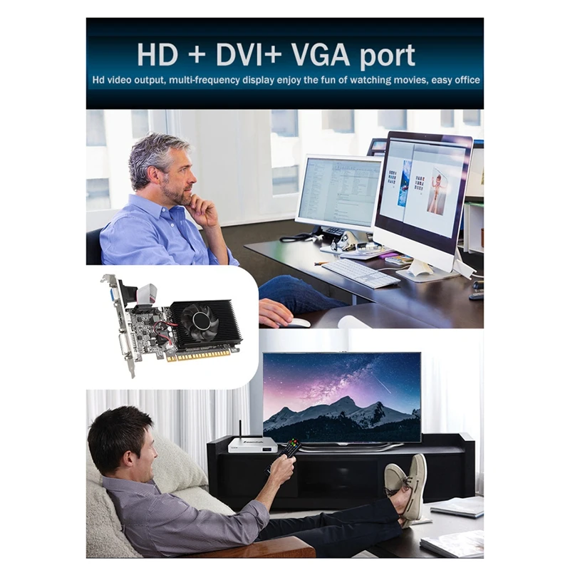 GT210 1GB GDDR3 64Bit Graphics Card PClE X16 2.0 GPU Computer Graphics Card DVI-D+VGA+HD Desktop Video Card-A69M