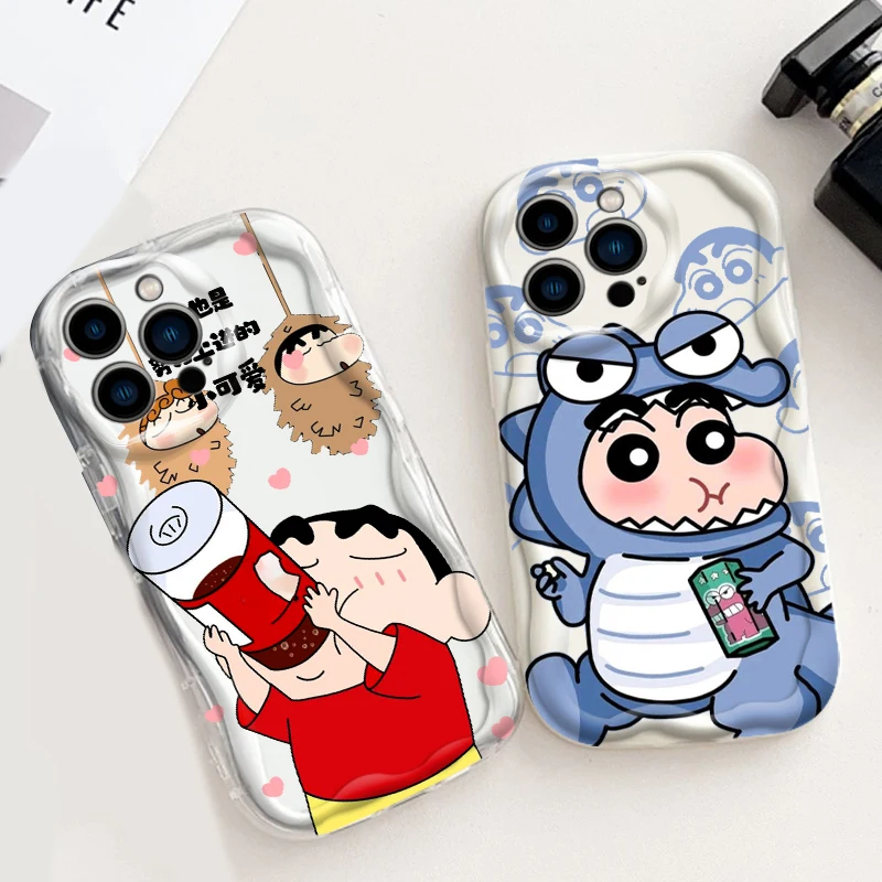 C-Crayons S-Shin-chans Cute For Apple iPhone 15 14 13 12 11 XS XR X Pro Max Plus Wave Oil Cover Phone Case