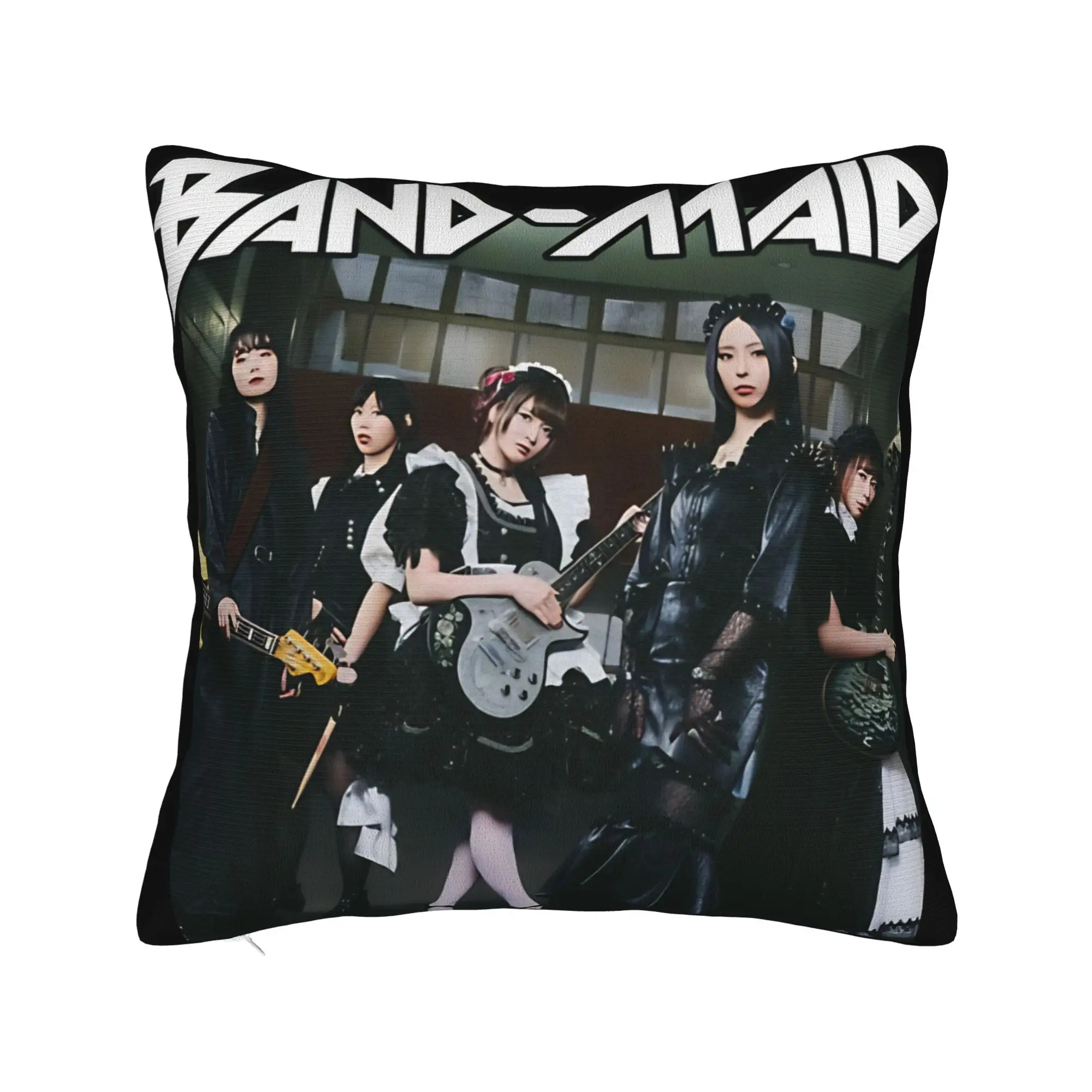 JRock Band-Maid Members Square Pillow Case  Cushion Cover Novelty Zippered Decorative Pillowcover for Seat 40*40cm