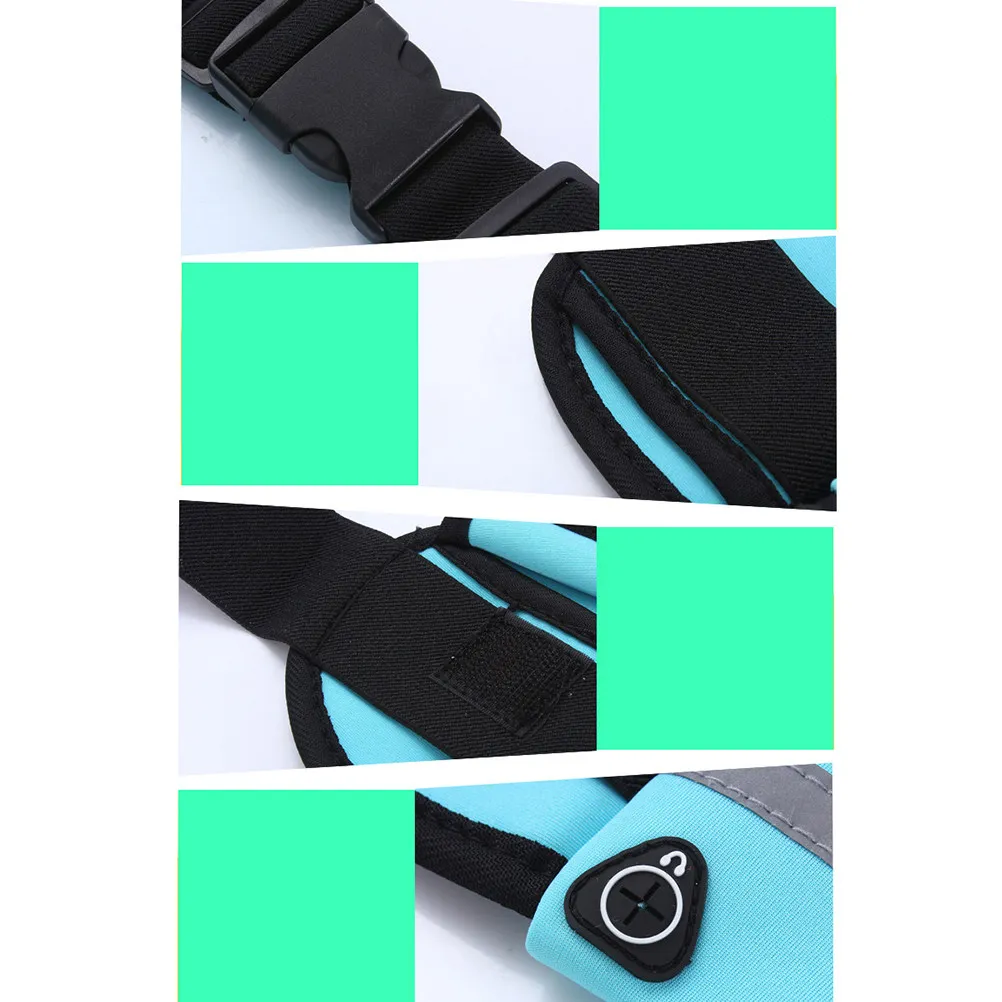 Adjustable Waterproof Waist Pouch for Running Cycling Gym Outdoor Activities Neoprene Material with Reflective Stripe Earphone