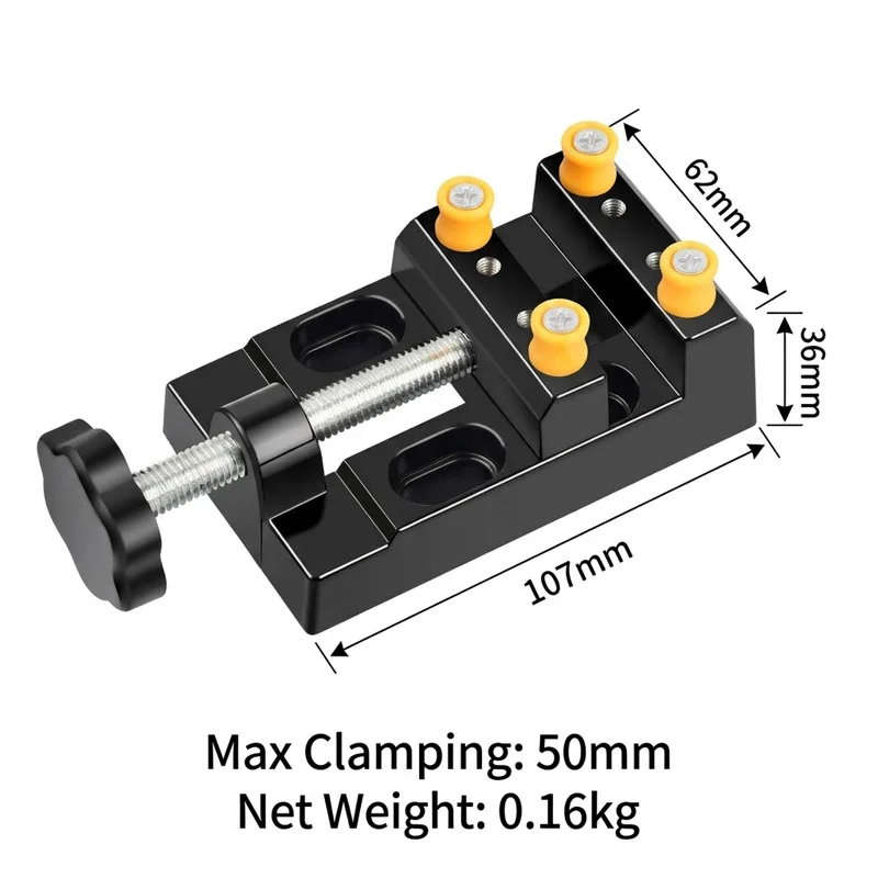 Black Aluminum Bench Vise with Precision Parallel Jaws - Ideal Clamping Tool for Woodworking and Metal Crafting