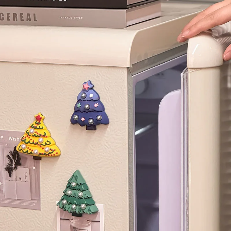 BOLTIFY 3Pcs Christmas Fridge Magnet Set, 3D Tree Decor, DIY Soft Magnetic Sticker for Christmas, Refrigerator Decoration