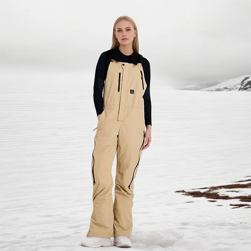 

2025 New Women's Windproof Waterproof Breathable Wear Resistant Double Board Ski Pants Men's Winter Loose Multi Pocket Ski Pants