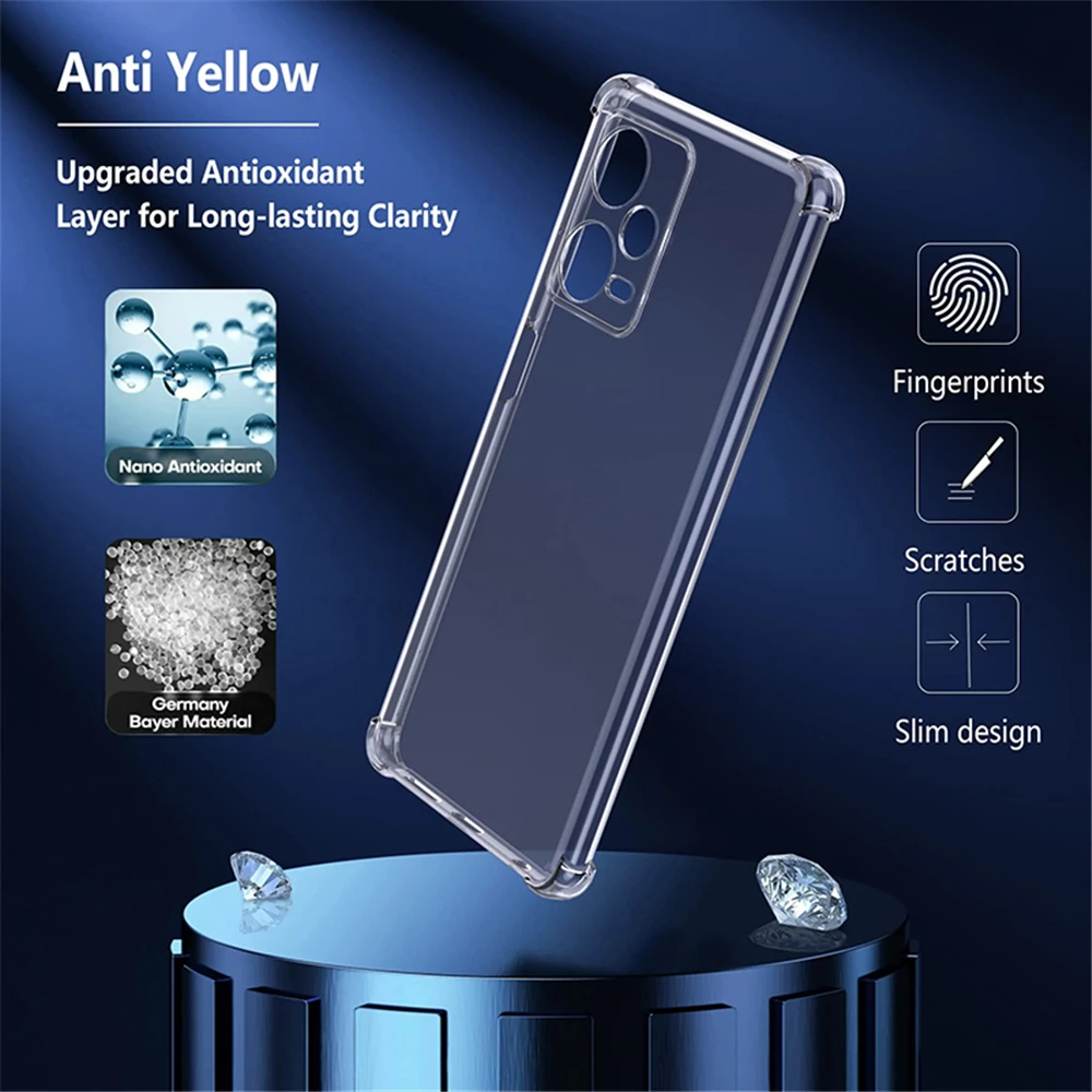 Transparent Clear Silicone Bumper Soft TPU Back Cover Shockproof Phone Case for Xiaomi Redmi Note 13 Pro 4G 12 Pro Plus 5G