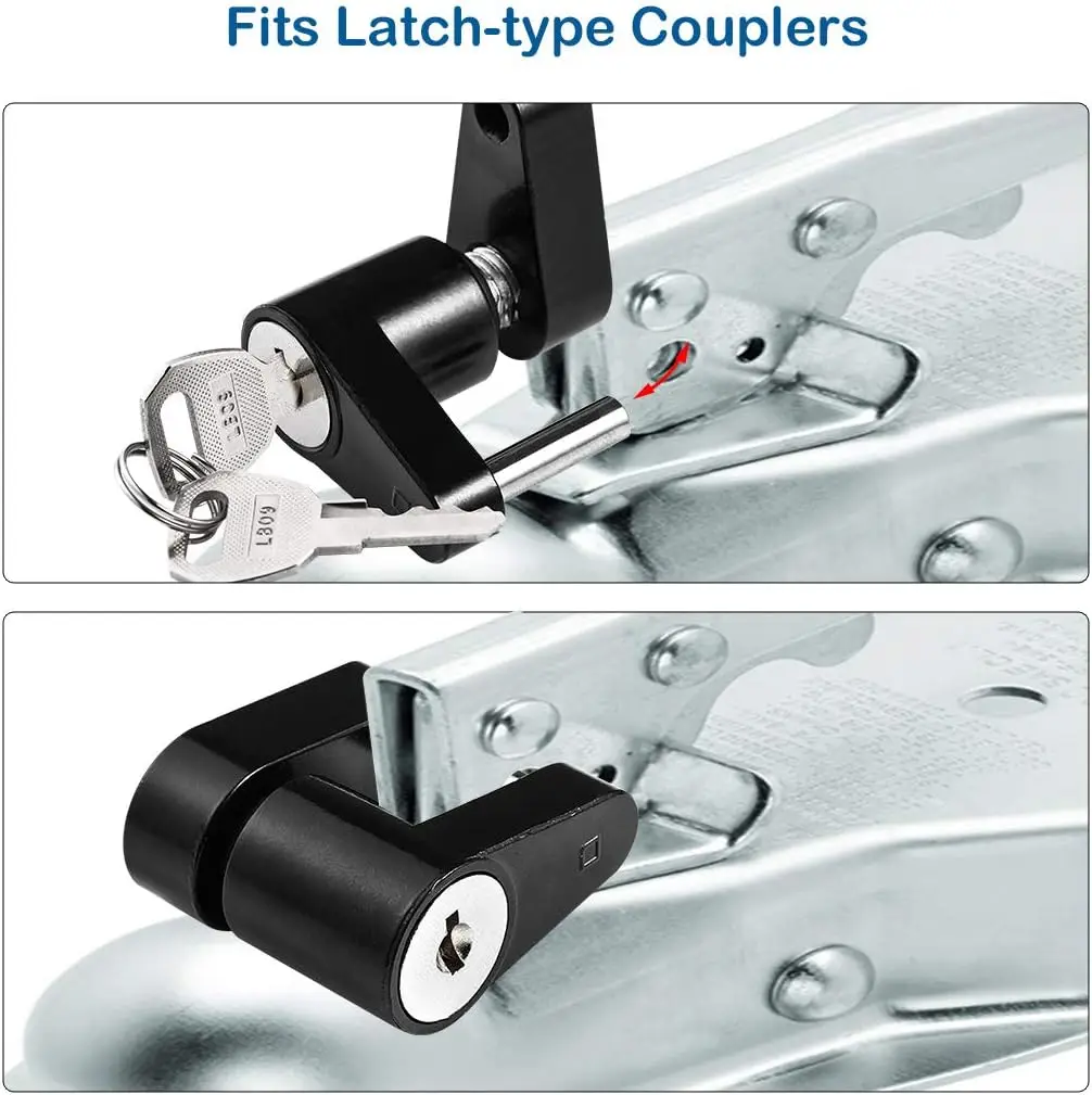 RV Trailer Hitch Coupler Lock 1/4 Inch Dia Truck Trailer Coupler Lock Zinc Alloy Anti-theft Car Tongue Tow Boat