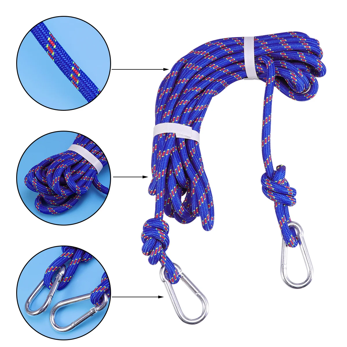10 متر شجرة تسلق حبال السلامة حبل رابيلينج الحبل المساعد الأزرق دائم خفيفة الوزن عززت البوليستر تسلق الجبال #5