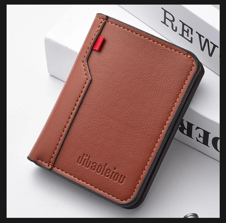 1 pezzo nuovo mini portafoglio porta carte di credito in morbida pelle PU ultrasottile portafoglio da uomo verticale corto di alta qualità