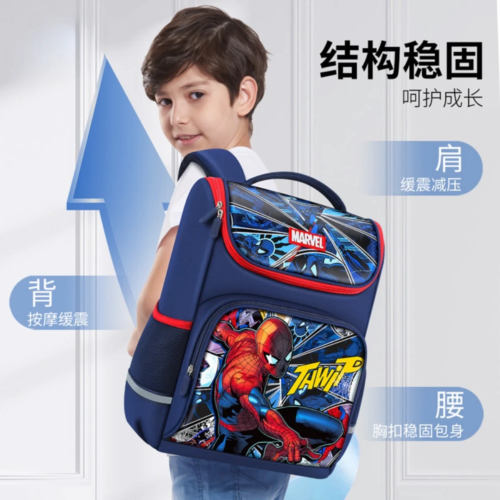 Marvel Spider-Man Backpacks for Boys in Grades 1-4 Bacteriostat Lightweight Breathable Multi Layer Storage School Backpack Gift