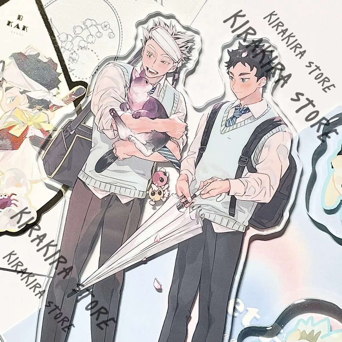 

Kotaro Bokuto Akaashi Keiji Haikyuu!! Cosplay Anime Standing Sign Acrylic Desktop Ornament 8cm Manga Merchandise Accessories