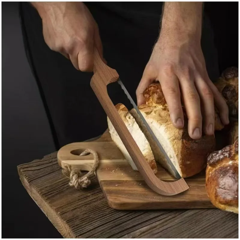 

New wooden bread knife toast saw simple bread cutting utensils kitchen baking utensils bread knife