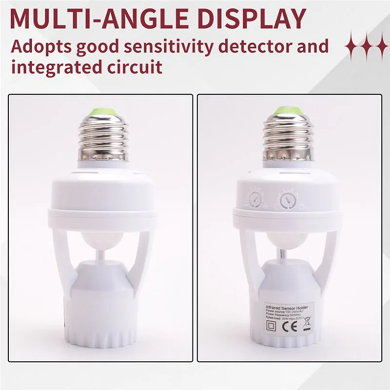 

2 шт. патроны для ламп E27 с инфракрасным датчиком движения AC110-220V 360 градусов PIR-Y47A