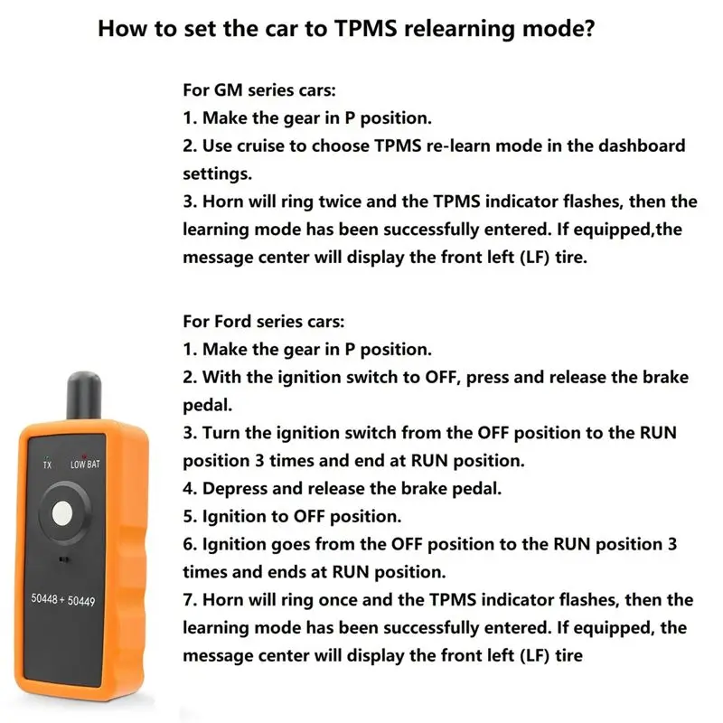 2 In 1 TPMS Relearn Tool, EL-50448 EL-50449 Tire Pressure Monitor Sensor System Activation Tool For Ford GM Vehicles Accessories