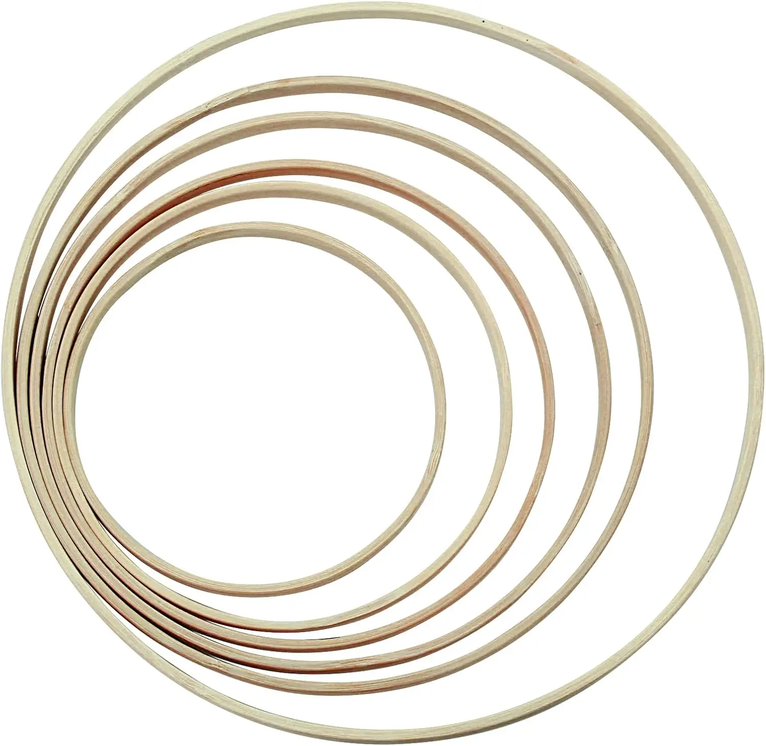 Wooden Bamboo Floral Hoops, 12Pcs, 6 Sizes (6-12 Inch) | Wooden Wreath Rings, Macrame Hoops, For Wedding & DIY Dream Catcher, Wa
