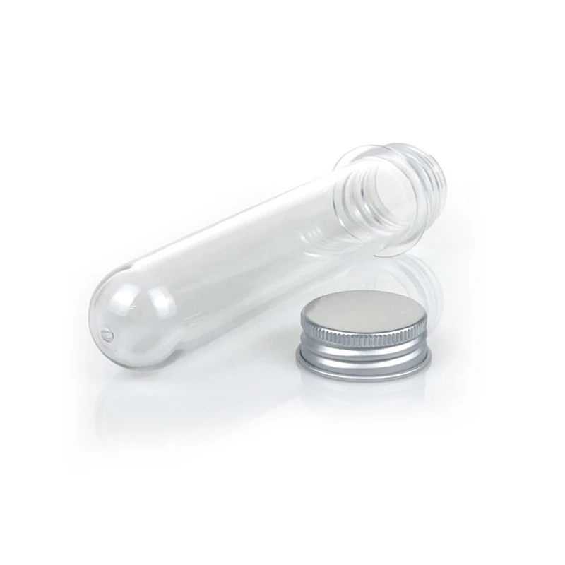 Tube à essai en l'horloge transparent, bouchons à vis, bouteille cylindrique en plastique, d'extraction illable quotidien pour masque, stockage de bonbons, laboratoire, 70ml, 10 pièces