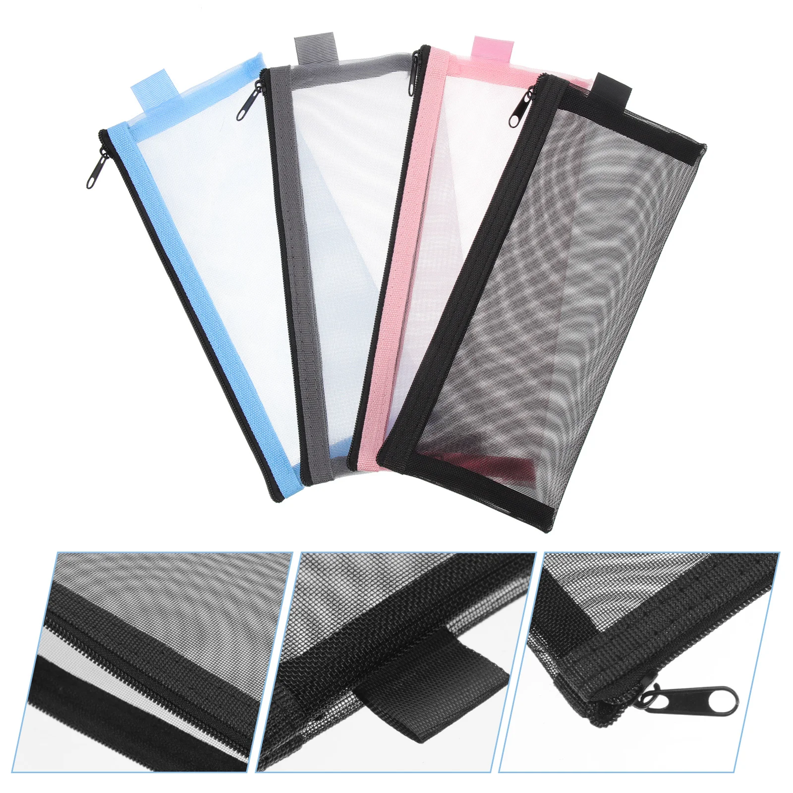 

4Pcs Pencil Bags Durable Nylon Multi-Function Portable Stationery Zipper Pouch Storage Organizer Large Capacity