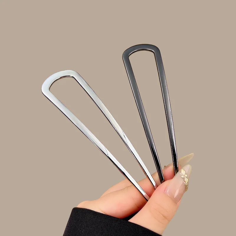 Fourchette à cheveux en forme de U, élégante, couleur or argent, alliage, cheveux longs et épais, chignon, épingle à cheveux française, bâton, accessoires pour cheveux pour femmes et filles