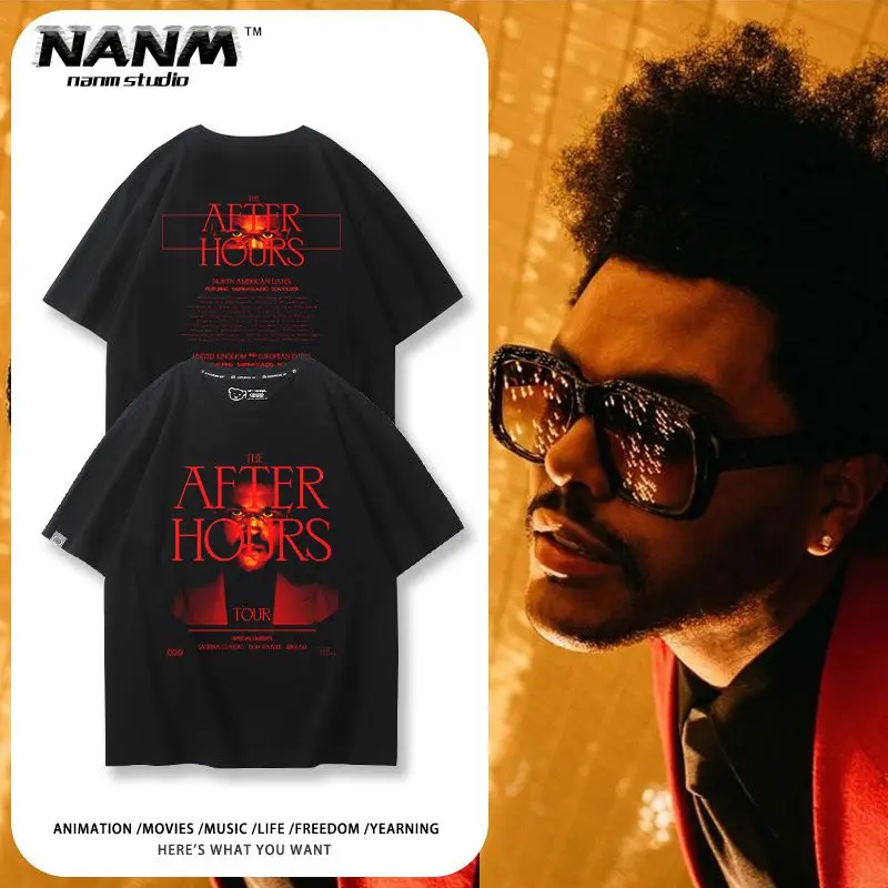 2026 The Weeknd Men's and Women's Short Sleeved Summer American Rap Hip Hop Rock Top T-shirt
