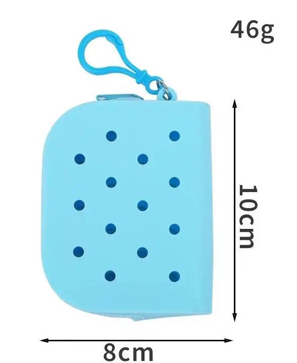 Mini Silicone Zipper Pouch 8x10cm Waterproof Cute Cartoon Hole Design Coin Purse Keychain Storage Bag for Kids Girls Travel Bags