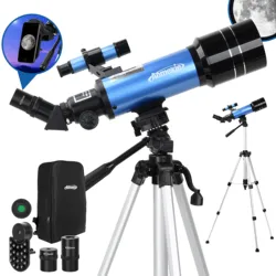 Professional Astronomical Telescope Focal 400mm 70mm Lens Max 120X with High Tripod Mobile Holder Travel Bag Adults Kids Gift