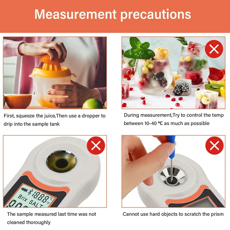 Digital Display 3 In 1 Electronic 0-60% Brix Meter Refractometer, Sugar Salt Meter, Fruit Juice Sugar Content Tester