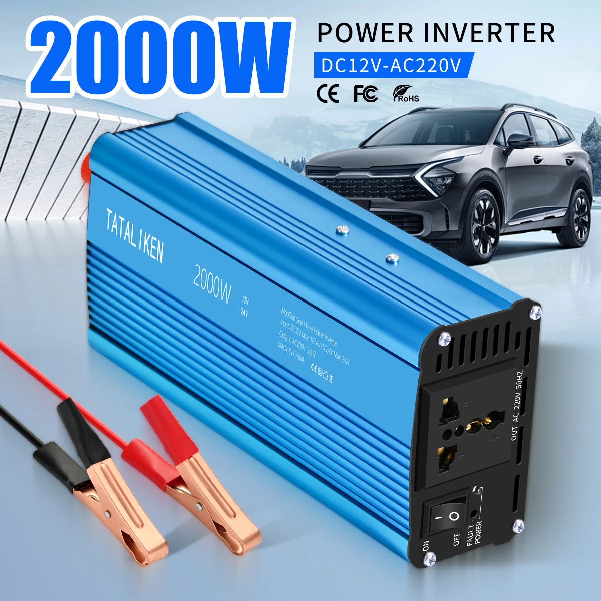 

Inverter 600W 1500W 2000W Car Power Inverters 12V or 24V DC to 220V 50HZ AC Converter Volt Inverterfor Vehicles