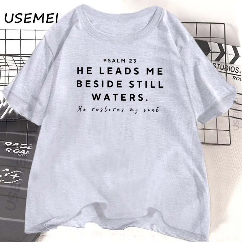 Camiseta cristã feminina estudo da bíblia deus camiseta jesus camiseta mãe cristã versículo da bíblia camiseta salmo 23 camiseta impressa algodão topo
