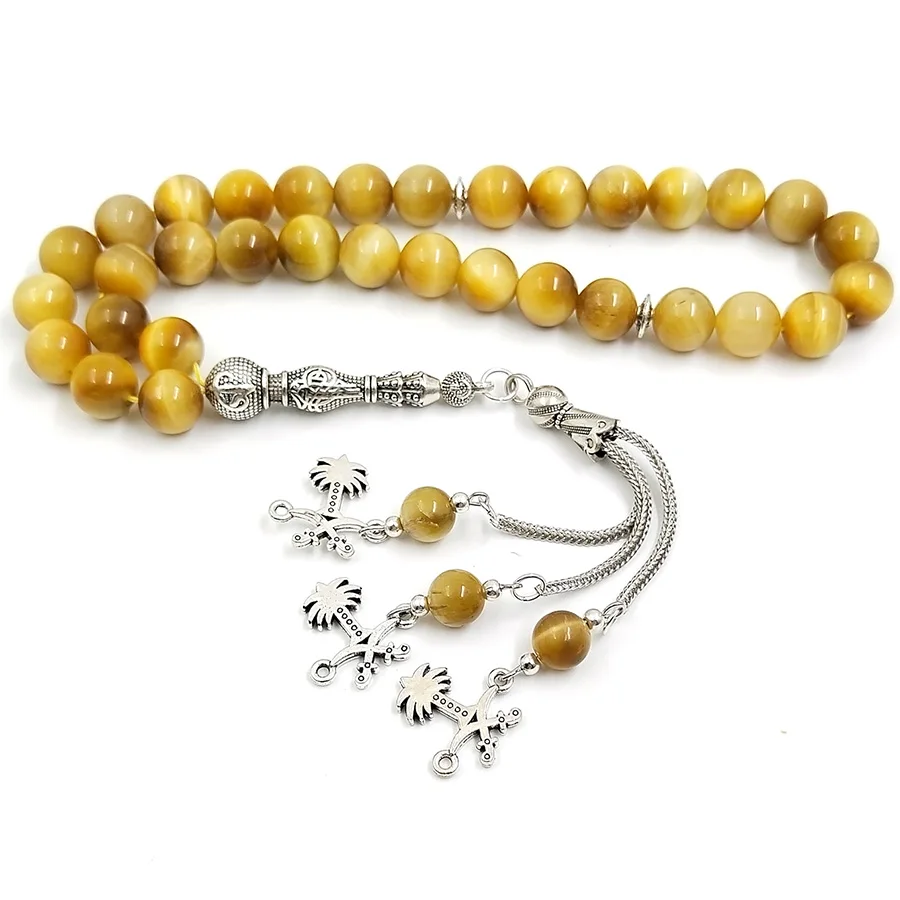 Saudi Tasbih yellow tiger eye stone arabia bracelet muslim misbaha Eid gift ramadan