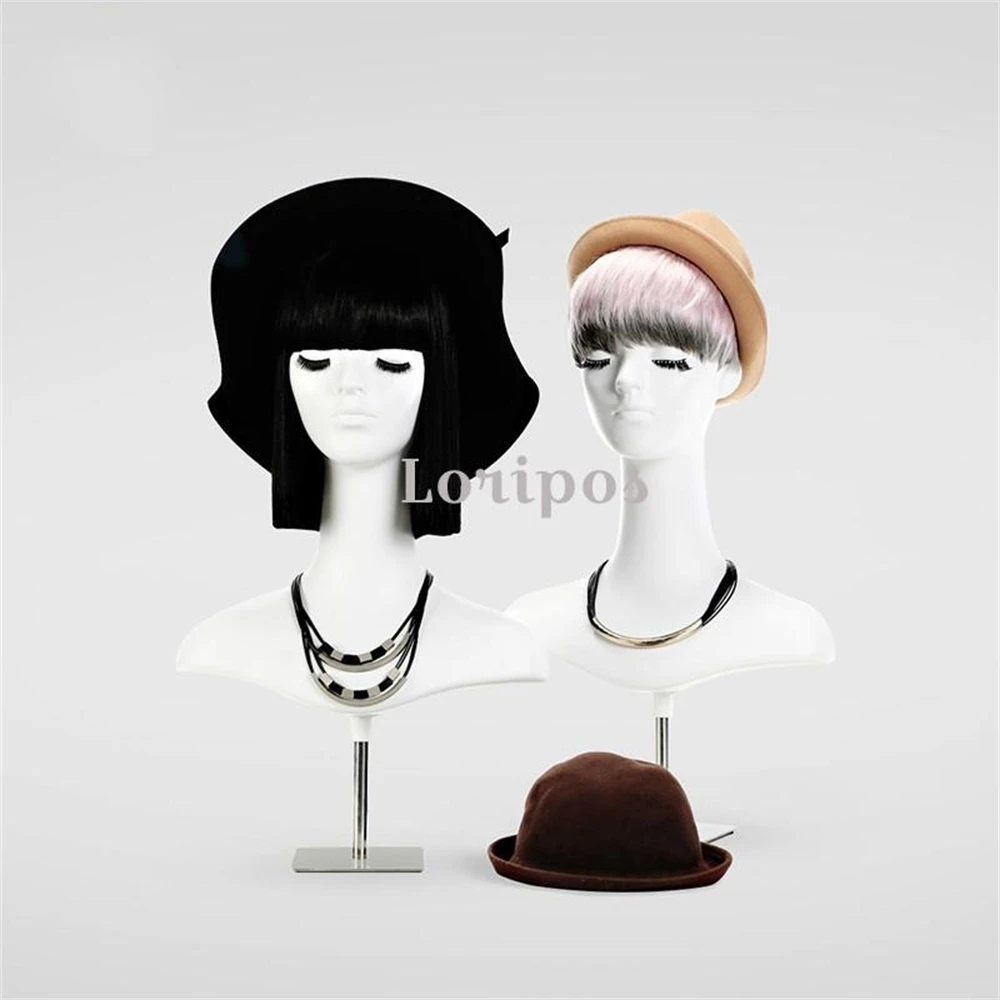 High-end Model Props Female Shoulder White Head Table Head Hat Cap Wig Holder Shelf Desk Scarf Jewelry Necklace Display Stand