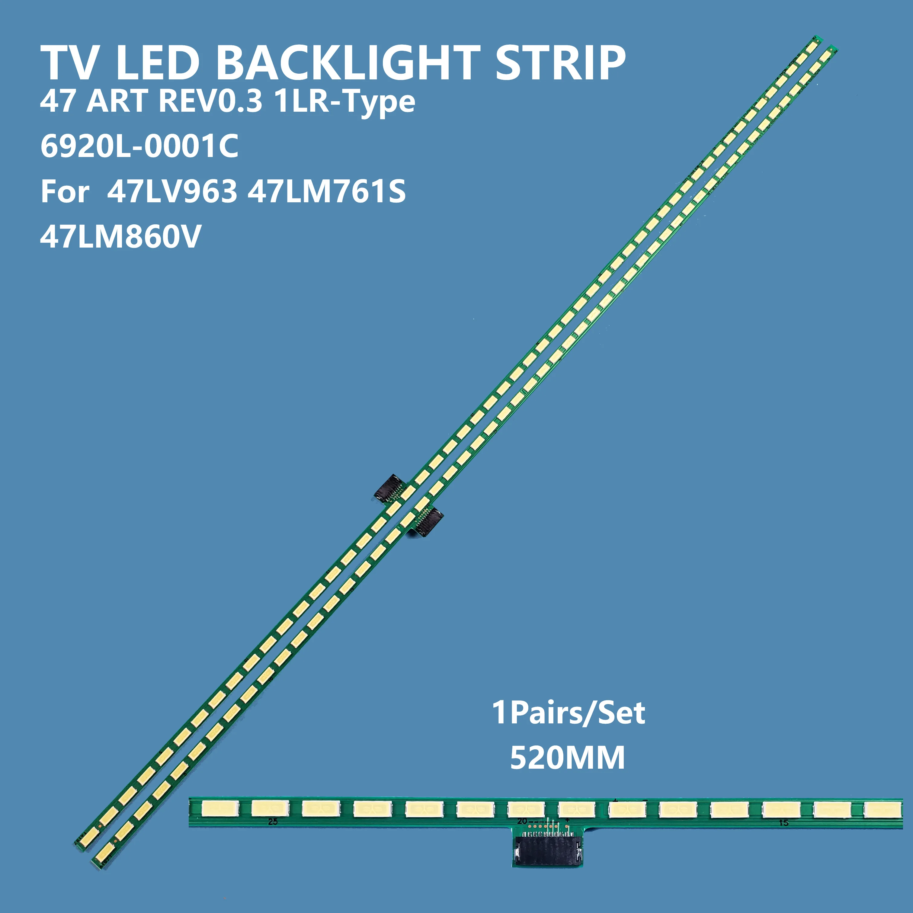 2Pcs/set TV LED Backlight Strip 47 ART REV0.3 1 L/R-Type 6920L-0001C Bar Light for LG 47inch 47LM6700-CE 47LV963 47LM761S Repair