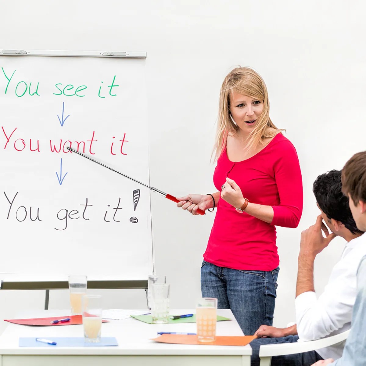 39 Inch Extendable Retractable Teaching Pointer for Education Training Courses Strong Sturdy Fully Extended Non-Shaky Whiteboard