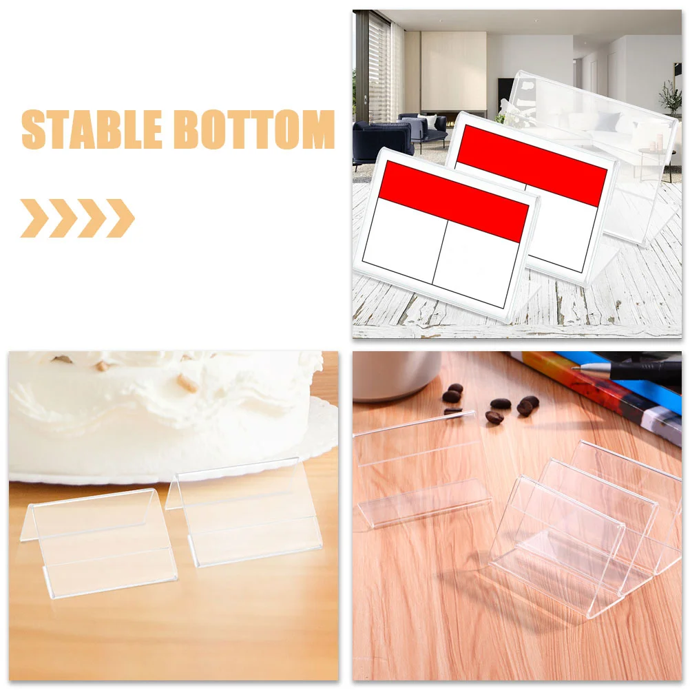 10 Pcs Acrylic Desk Signs Display Retail Price Tag Stands Wedding Slanted Holder