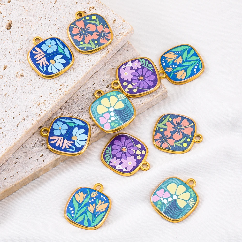 

1/2pcs Stainless Steel 304 Enamel Painted Daisy Pendants For DIY Versatile Necklace Decoration Jewelry Findings Garment Trims