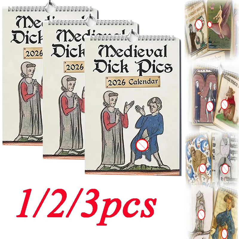

2026 Calendar Medieval Dick Pics Creative Illustration Daily Weekly Monthly Planner Organizer Home Decor Accessory Wall Calendar