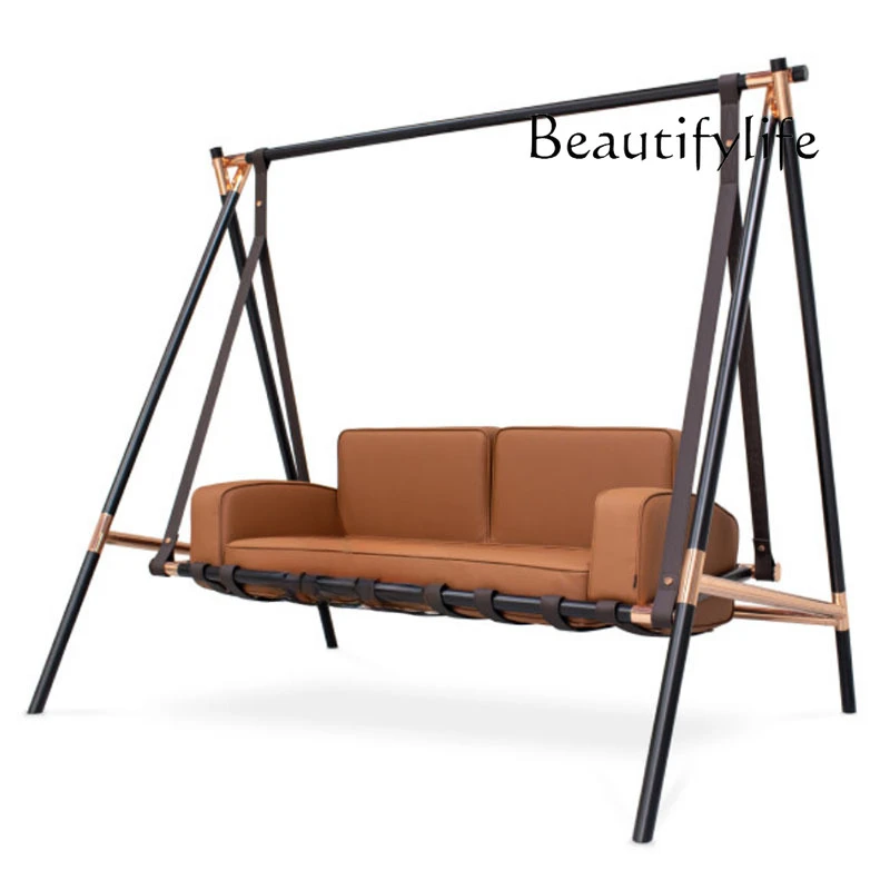 Nordic Light Luxury Modern Minimalist Metal Couch Home Villa Model House Hanging Glider