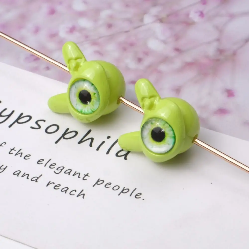 10 pcs Dopamine Color Cartoon Evil Eyes One-Eyed Beads Rotundity Perforated Bead Kawaii Colorful Bracelet Material