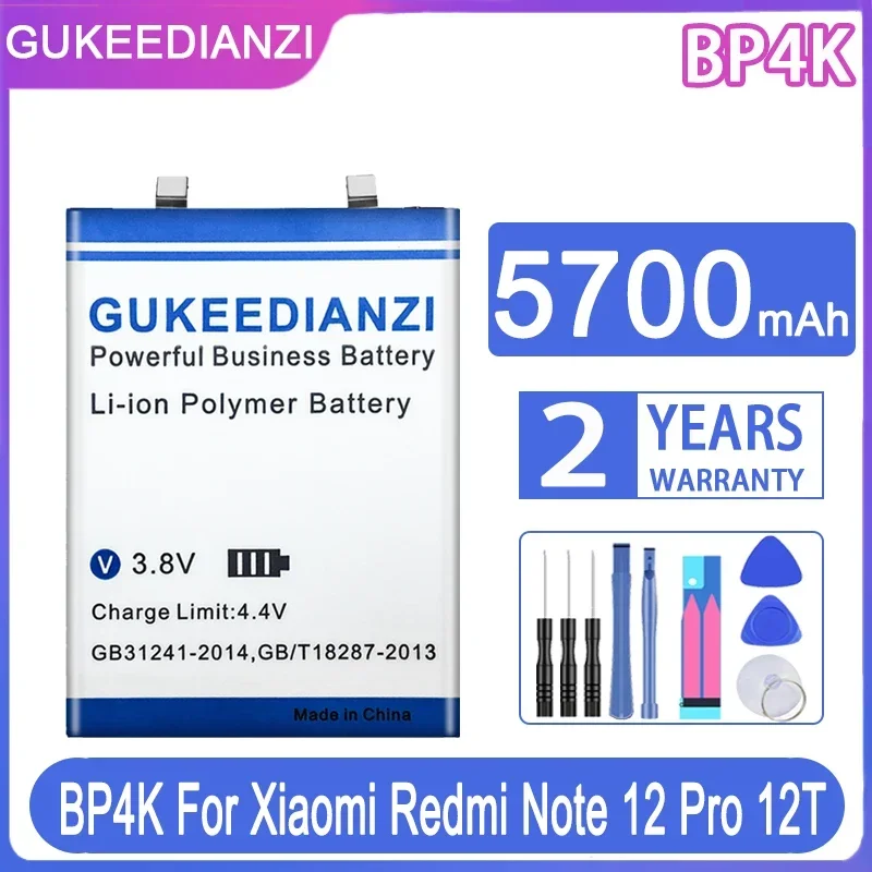 

GUKEEDIANZI Replacement Battery BP4K 5700mAh For Xiaomi Redmi Note 12 Pro 12T Note12 Pro 12Pro/Poco X5 Pro X5Pro 5G