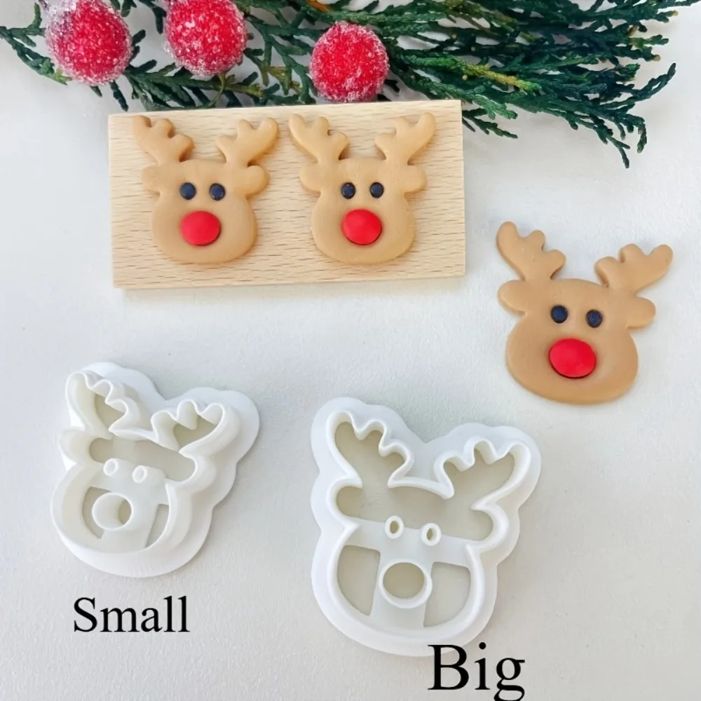 2Pcs Christmas Reindeer Cookie Cutter Set  Large & Small Rudolph Shaped Molds, Winter Holiday Baking & Fondant Tools