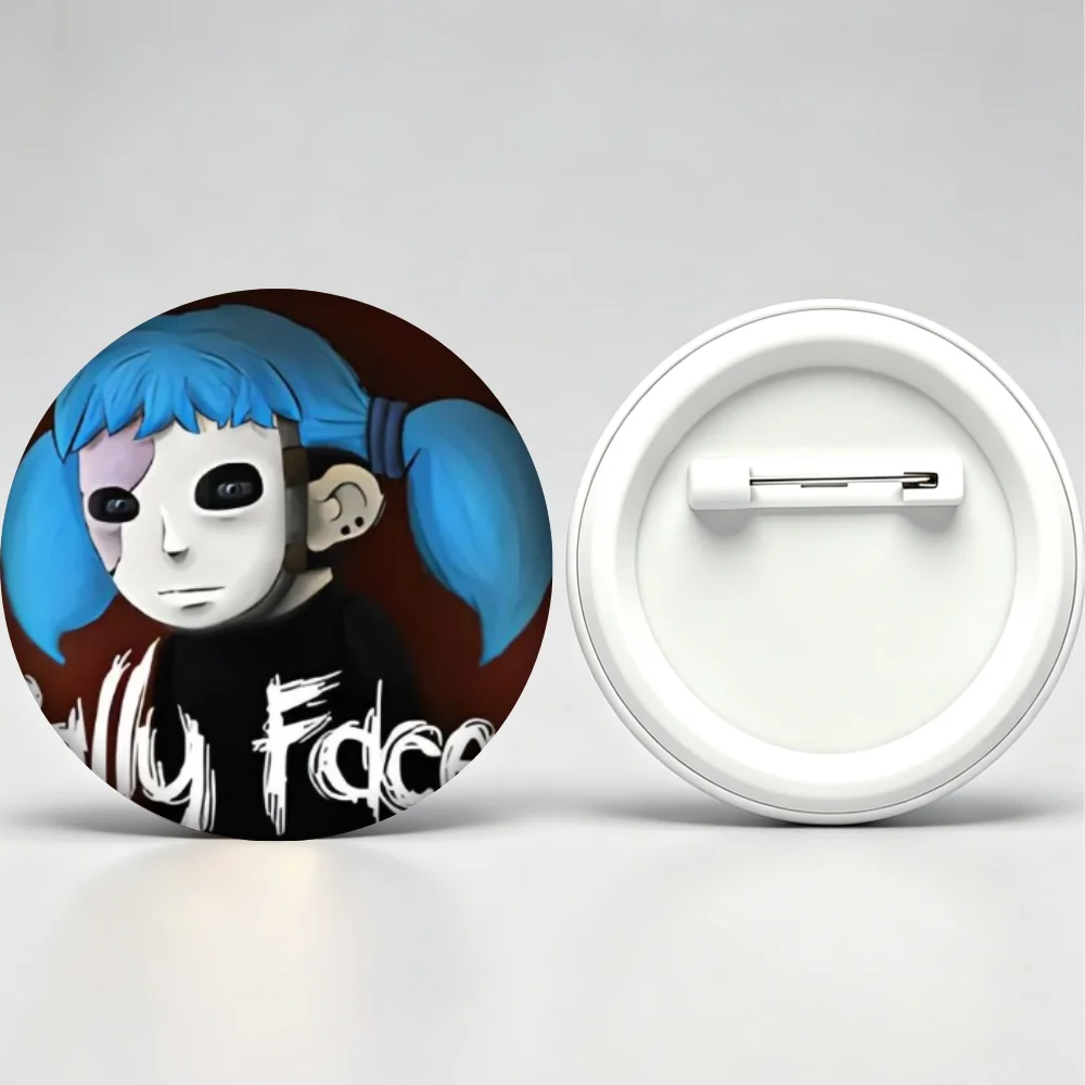Handmade Creative Brooch Pin 32mm 44mm 58mm Tinplate Badge, Sally Face Game Character Lapel Pin, Clothing Gift Accessory