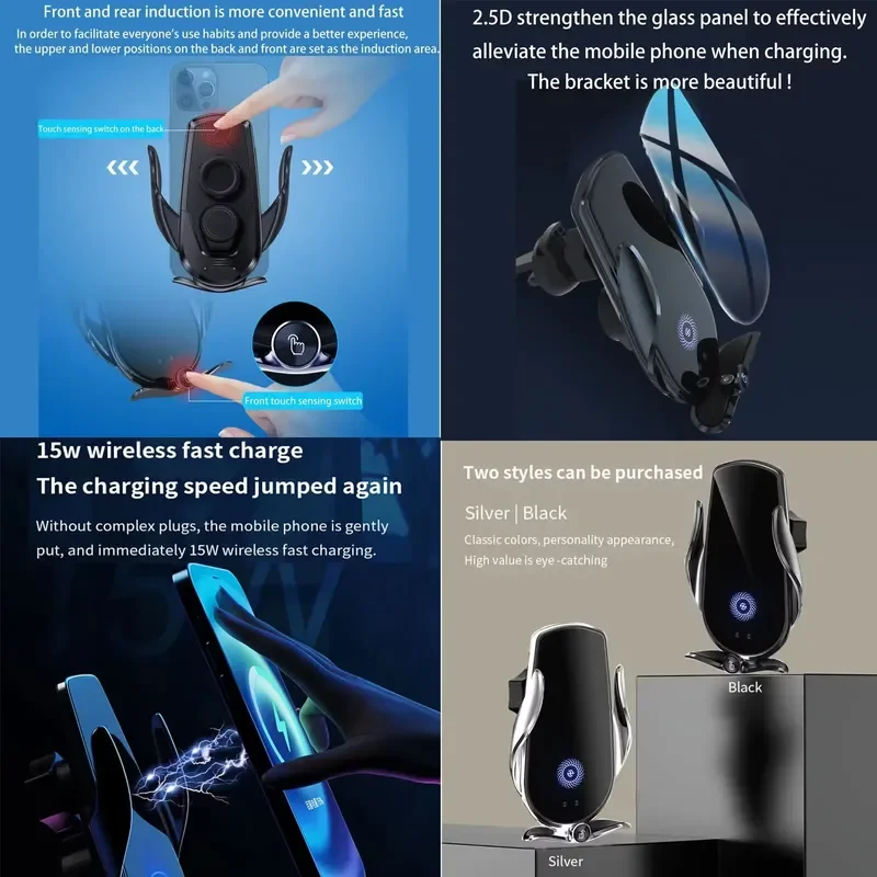 For Mercedes Benz GLC 2021 2022 2023 2024 Coupe For iPhone Android Secure Clip On Phone Mount Adjustable Dashboard Car Holder view 5