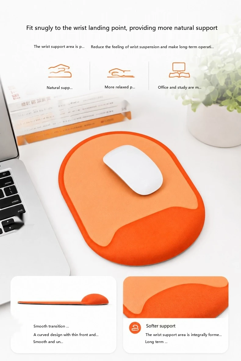 Silikon-Handgelenkauflage für Mauspad, 13 Farben, ergonomische rutschfeste Schreibtischunterlage, weiche Unterstützung für Büro und Gaming – Detail 2