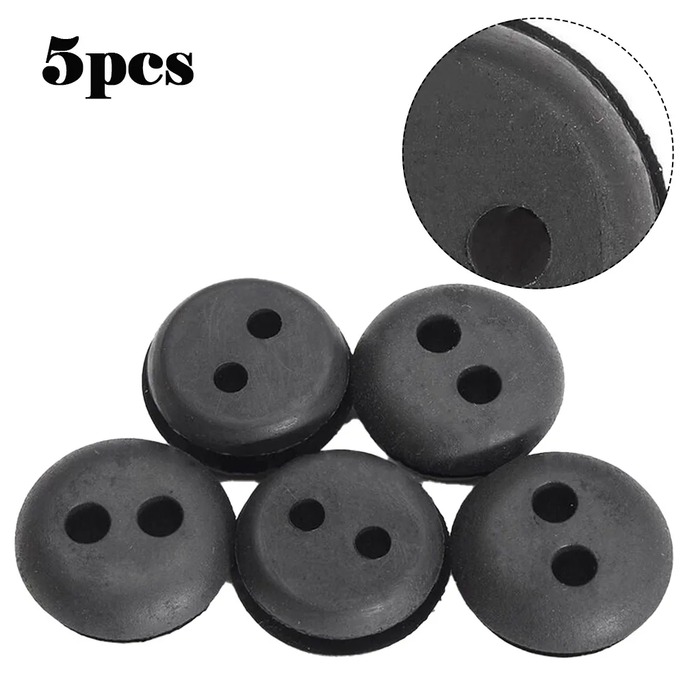 5/10pcs 2-Hole Black Rubber Fuel Gas Tank Line Grommet For Home Trimmer Brush Cutters Lawn Mower For Husqvarna Garden Tool Part