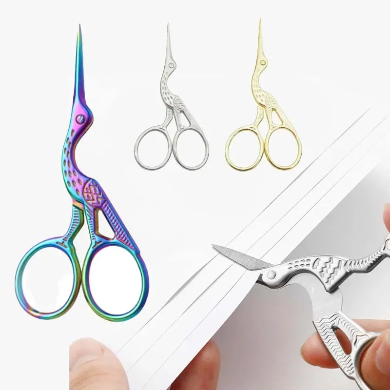 Embroidery Scissors Rainbow Stork Scissors Stainless Steel Small Craft Scissors Dressmaker Shears for Embroidery Sewing