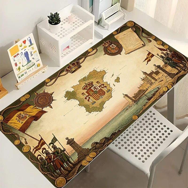 Laptop Mouse Pad Vintage Spanish Age of Discovery Series Gaming Desk Mat Large Game Keyboard Mousepad Non-Slip Office Mouse Mats