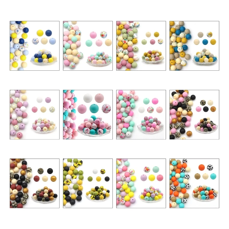 50 Pieces Colorful Spacer Beads Charm Loose Beads Silicone Material Easy Threading Beads Perfect for DIY Jewelry Making