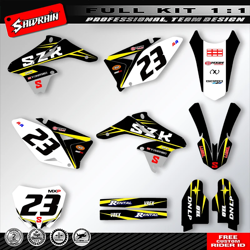

Sawrain Motorcycle Sticker Custom Team Graphics Decals Kit For SUZUKI RMZ250 2010 2011 2012 2013 2014 2015 2016 2017 2018 001