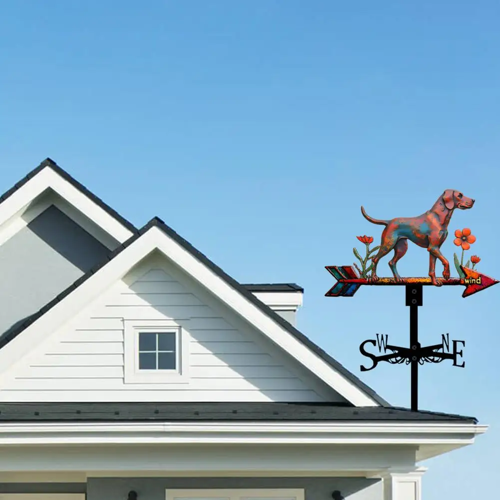 Classic Design Decor Rural Style Decor Rustic Dog Weather Vane for Garden Shed Decor Metal Wind Indicator for Outdoor Buildings